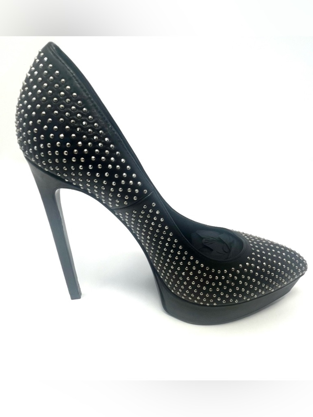 Saint Laurent YSL Janis Black Leather Studded Pumps EU 36.5 / US 6.5 w/Box - Picture 8 of 15